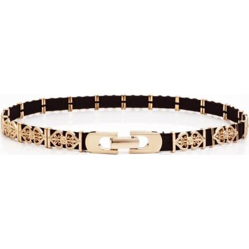 Women Punk Full Metal Mirror skinny Waist Belt 2019 Metallic Gold Plate 3cm Wide Chains Lady ceinture sashes for dresses RT67