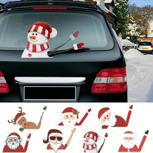Christmas Car Magic Christmas Waving Santa Claus Elk Xmas Novelty Sticker Reindeer Sticker For Car Rear Windscreen Wiper