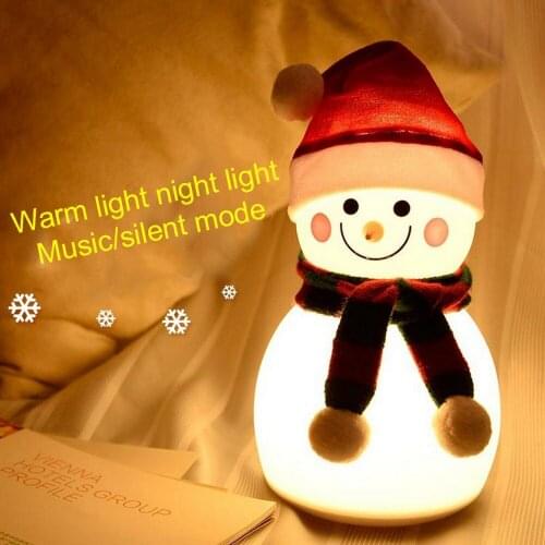 Christmas Snowman Night light For Childern Cute Gift Pat Adjustable LED Lamp With Music Mode Toy Bedroom Derocation Accessories
