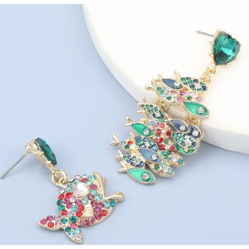 Pauli Manfi Simple and Creative Metal Dripping Oil Piranha Tropical Fish Earrings Womens Popular Fashion Banquet Accessories