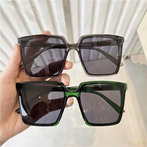 Vintage Square Oversized Sunglasses Big Frame Eyewear UV400 Women Men Brand Designer Transparent Gradient Sun Glasses