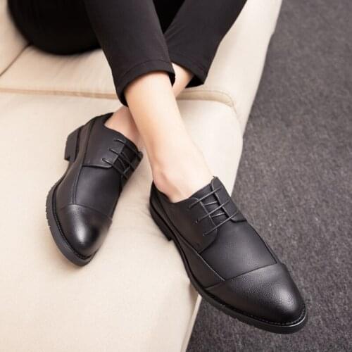 Shoes men original formal mens shoes leather clothes black curly hair 2021 mens elevator shoes casual shoes office shoes обувь