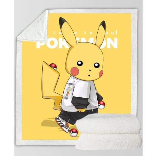 Winter Cotton Wool Square Blanket Thick Plush 3D Digital Printing Cartoon Animation Warm Blanket 130*150 Cm 150*200 Cm