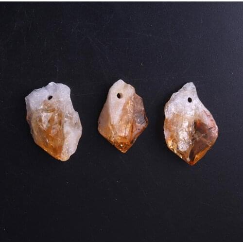 12PCS Amethysts Necklace Pendant Natural Stone Yellow Crystal Pillar Pendants Beads For Jewelry Making Healing Amulet Pendulum