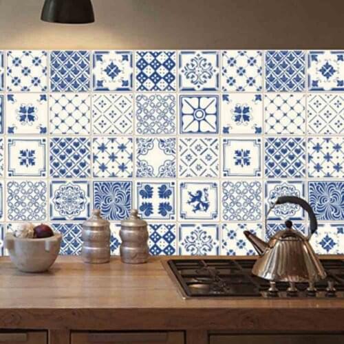 20pc 10/15/20cm DIY Mosaic Wall Tiles Stickers Waist Line Wall Sticker Kitchen Adhesive Bathroom Toilet Waterproof PVC Wallpaper