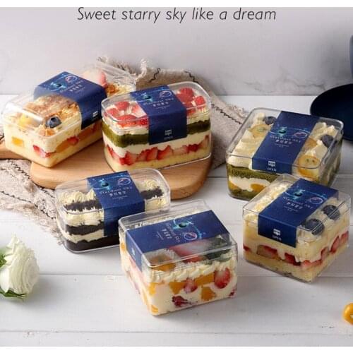 25pcs Square transparent hard plastic box birthday wedding Christmas party favors candy cake gift boxes dessert box with sticker