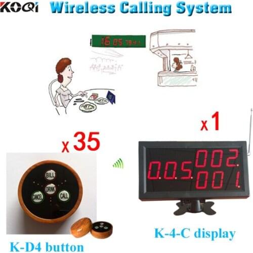 35 Wooden Color Wireless Call Bell and 1 Counter Call Number Display Restaurant Pager Manufacturing Used Restaurant Equipment