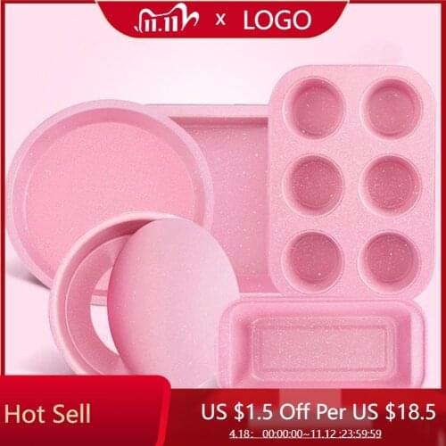 Non-Stick Carbon Steel Baking Pan Pink Stone Set Baking Oven Cake Mold Cake Pan Bakeware Cakes Molds Kitchen Accessories