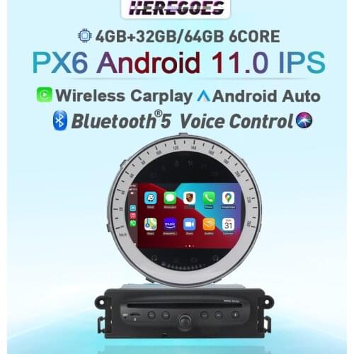 Carplay PX6 DSP Android 10.0 4G+64GB Car DVD Player Navigation GPS Multimedia Video RDS Radio For BMW Mini Cooper R56 2006-2013