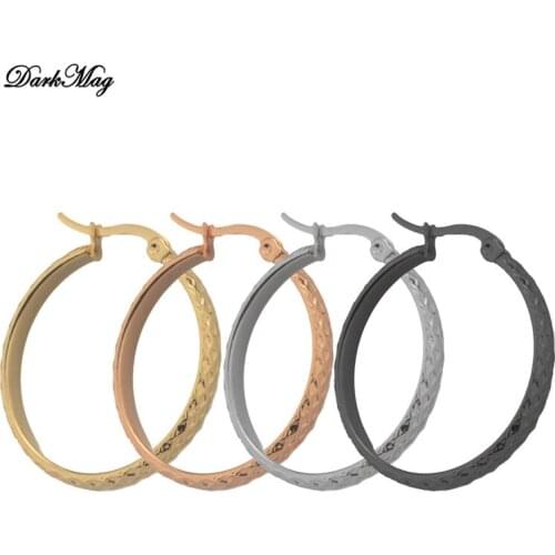 DarkMag mall Hoop Earrings Stainless Steel Circle Round Huggie Hoop Earrings For Women Men Fashion Simple Brincos De Prata