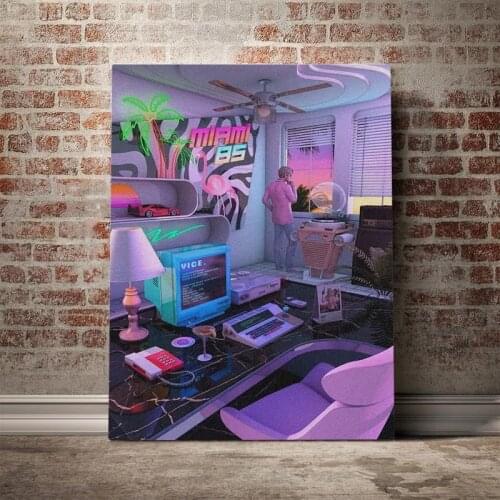 Home Decoration Canvas Synthwave Miami 85 Retrowave HD Prints Poster Painting Living Room Wall Art Modular Picture Framework