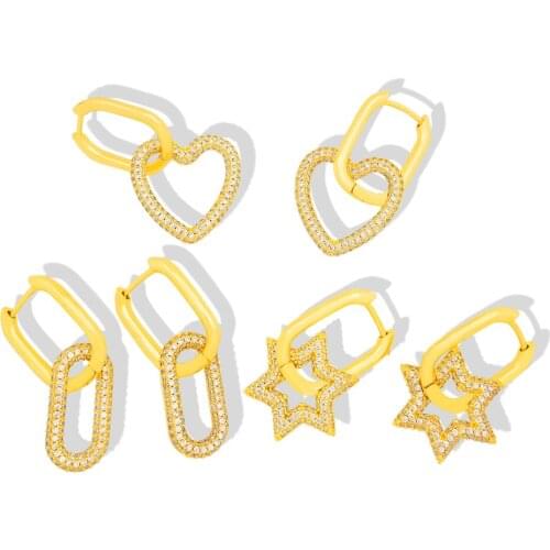 Geometric Drop Earrings for Women Fashion Jewelry 2020 New Style CZ Crystal Zircon Love Heart Earrings Dangle Aretes De Moda