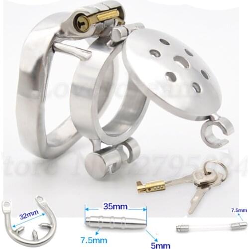 Stainless Steel Cock Ring Male Chastity Cage Catheter Anti-off Ring Erotic Adult Sex Toys For Men Gay Chastity Device Penis Plug