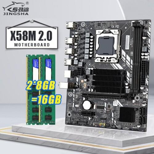 X58 Desktop Motherboard LGA1366 Set Kit with 16GB(2pcs*8GB) ECC DDR3 1333mhz RAM Memory Combo