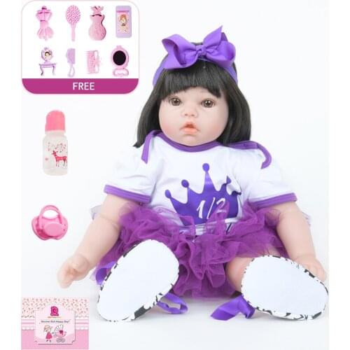 22inch Doll for Girls Realistic Soft Silicone Alive Reborn Baby Kids Birthday Christmas Gift Reborn Baby Doll for KidsToy Boneca