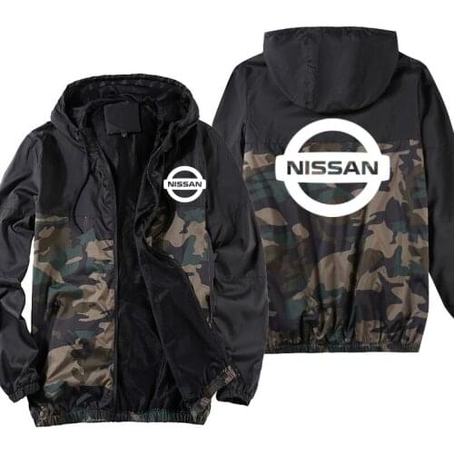 2021New breathable Mens jackets Nissan car logo print Mens Hooded Jacket Fashion casual Stitching color Mens sportswear