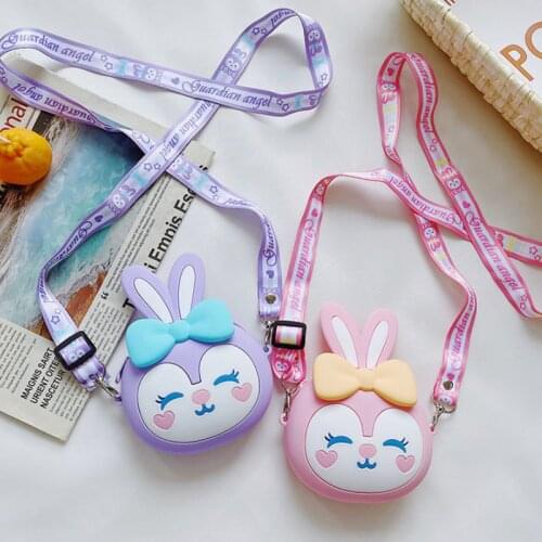 Sweet Girls Cute Rabbit Coin Purse Wallet Summer Lovely Childrens Mini Shoulder Crossbody Bags Baby Kids Silica Gel Handbags
