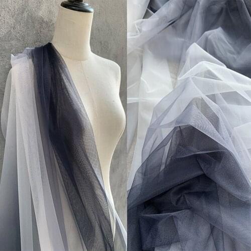 Fashion White To Gray Organza Fabric High-end Net Yarn Fashion Soft and Smooth Perspective Fabric Yard Designer Sewing