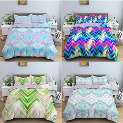 Fashion Classic Colored Stripes Bedding Set Double Queen King Bed Linen Soft Duvet Cover Pillowcase Flat Sheet Comfortable