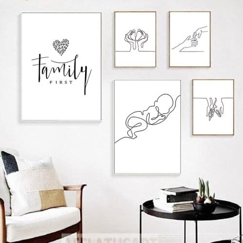 Wall Art Sweet Family baby Love Canvas Print Poster For Living Room Decor Aesthetic Unframed Islamic Simple Line Picture