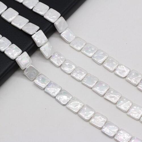 Natural White Square Shell Strand Beads DIY for Necklace Bracelet Earring Accessories Jewelry Making Women Gifts Size 12mm