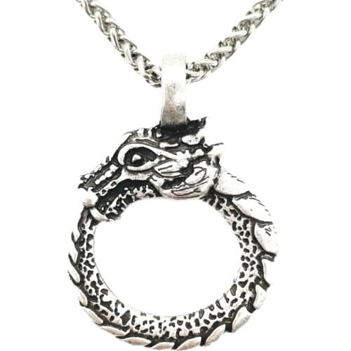 Nostalgia Viking Cute Simple Dragon Necklace Circle Pendant Gothic Bijoux Collier Fantaisie Femme