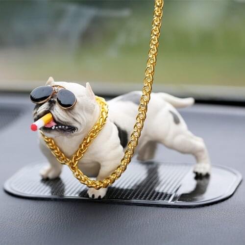 Newest Creative Bulldog Car Ornament Fashion Simulation Bull Dog Doll Auto Interior Accessories Decoration Gift