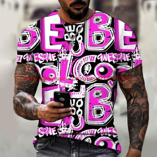 2021 New graffiti Street trend printing T-shirt full body 3D printing Fashion Top Fun abstract shape letter Tees Tops