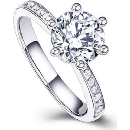 Romantic Wedding Diamond Rings for Women 925 Solid Sterling Silver Lab Luxury Jewelry for Anniversary Bride with Box Gift New