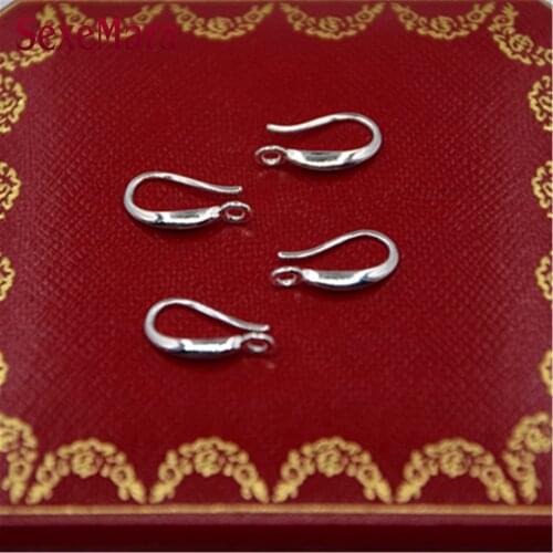 Free Wholesale 50PCS Jewelry Findings Genuine Solid 925 Sterling Silver Earring Smooth Hook Ear Wires For Design DIY Crystal CZ