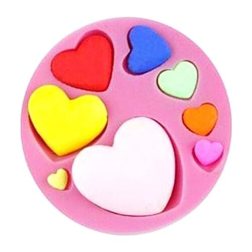 Loving Heart Shape Silicone Fondant Mold DIY Colorful Sweet Heart Chocolate Candy Paste Cake Decorating Tool Mold