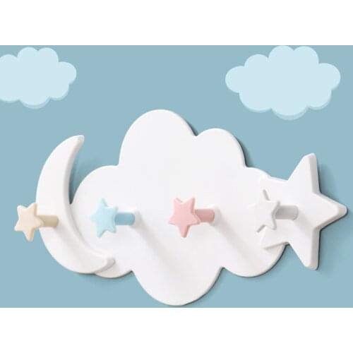 Cute Wall-mounted Hooks Cloud Star Moon DIY home Decoration door Plastic Hanger Holder for Bedroom Living Room Bathroom Kitchen