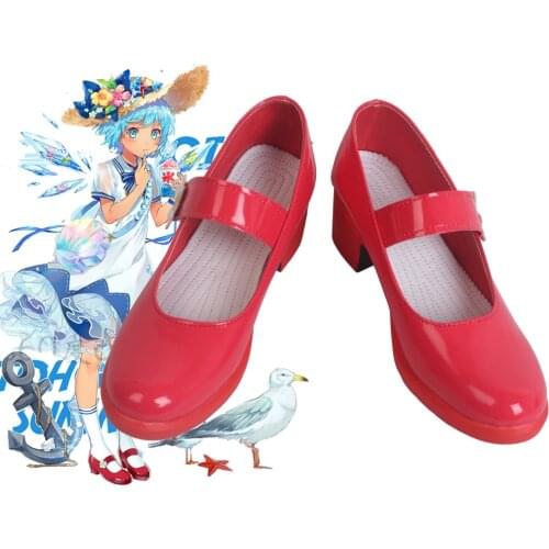 TouHou Project Cirno Cosplay Boots Red Shoes Custom Made Any Size