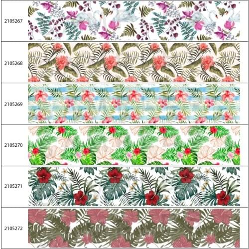 Bright Flower Pattern Heat Transfer Printing Ribbon DIY Hair Accessories Bow Hairpin Decoration 10 Yards