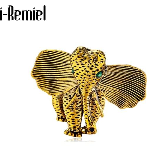 Retro Elephant Animal Brooches Pins Gold Metal Badge Sweater Women Men Suit Pin Holiday Birthday Gift Accessories Brooch Jewelry