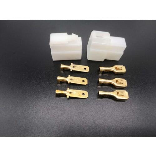 New 10 sets of 3PIN 6.3mm car Connector kit male and female socket plugs for cars, motorcycles