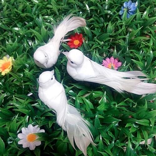 Artificial White Pigeon Plastic Feather Love Peace Doves Bird Simulation Figurines Home Table Garden Hanging Decorations Gifts