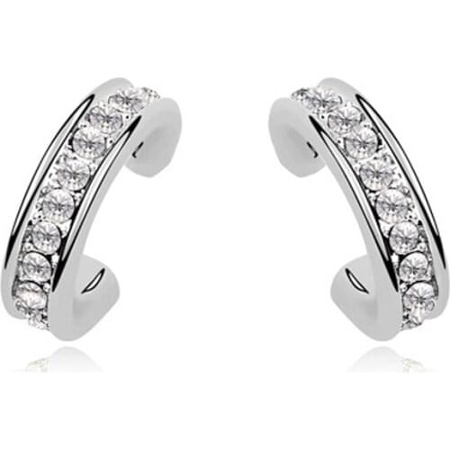 11.11 small moon shape stud oorbellen with tiny Austrian crystal for girls engagement wedding party bijoux accessories gift