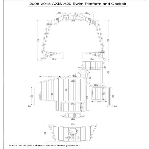2008-2015 AXIS A20 Swim Platform and Cockpit Pad Boat EVA Teak Decking 1/4" 6mm