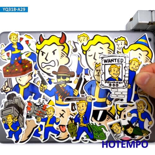 29pcs Vault Boy Cartoon Style Game Stickers Fallout Mascot NPC for Mobile Phone Laptop Luggage Skateboard Pad Fun PipBoy Sticker