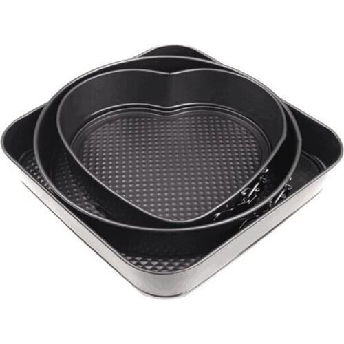 3pcs/lot Cake Mold Carbon Steel Round Square Heart Shaped Baking Molds DIY Cheesecake Pan Bakeware Home KitchenTools LB 103