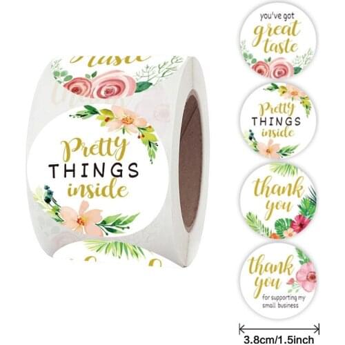 38mm Novel Flowers Pretty Things Inside Sticker Thank You for Small Business Baking Handmade Food Candy Great Taste Decor Labels