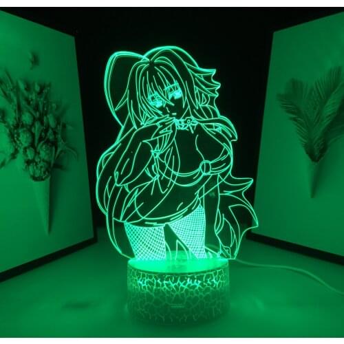 3D LED Light Anime High School DxD Rias Gremory for Kids Brithday Gift Bedroom Decor Night Light Manga Room Lamp High School DxD