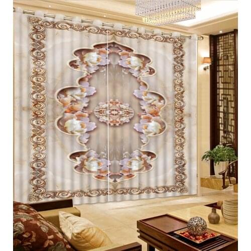 3D Curtain Photo Custom Size Marble Flower Pattern Curtains For Living Room Curtain Blackout Bathroom Shower Curtain