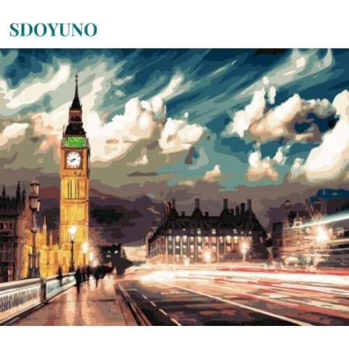 SDOYUNO Acrylic Paint By Numbers Landscape 40x50cm Oil Painting By Numbers On Canvas Frameless DIY Digital Hand Painting Decor