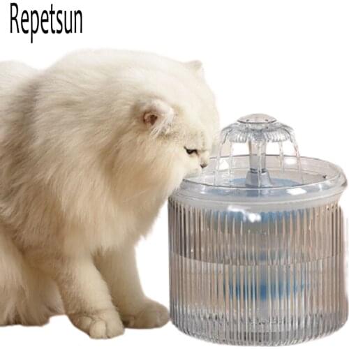 2.6L Automatic Cat Water Fountain With Faucet Dog Water Dispenser Transparent Drinkers For Cats Pet Drinking Bowl Filter Feeder