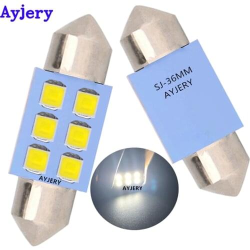 AYJERY Hot Sale 200X C5W 31mm 36mm 39mm 41mm 6 LED 3528 1210 SMD Car Auto Festoon Reading Light Dome Lamp Interior Lighting Bulb