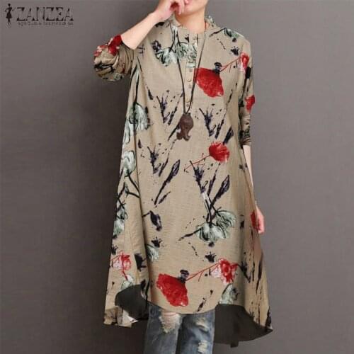Autumn Blouse Women Floral Printed Shirt ZANZEA Casual Long Sleeve Bohemian Long Tops Female Buttons Blusas Chemise Tunic Top