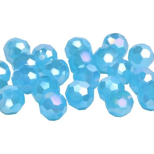 4 6 8MM Lake Blue Football Beads,Faced Crystal Beads AB Plated Faceted Spacer Beads Supply Bracelet Jewelry DIY