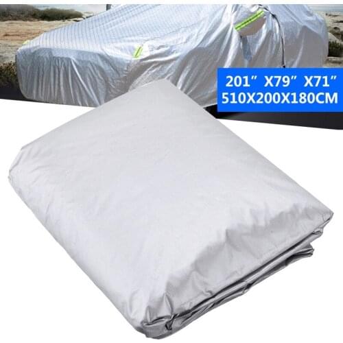 1pc Silver Gray Car Covers Size Indoor Outdoor Full Auot Cover Sun UV Snow Dust Resistant Protection Dustproof 5.1x2.0x1.75m